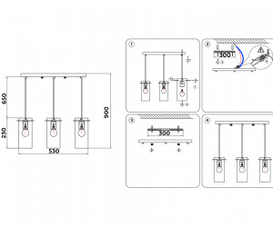 TR3590/3 CH/SM хром/дымчатый E27/3 max 40W 530*100*900