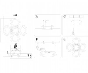 FA8926/4+1 BK/CH черный/хром 163W 3000K-6400K 590*590*120 (ПДУ РАДИО 2.4G)