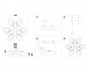 FA8933/6+3 WH/CH белый/хром 255W 3000K-6400K 740*660*120 (ПДУ РАДИО 2.4G)