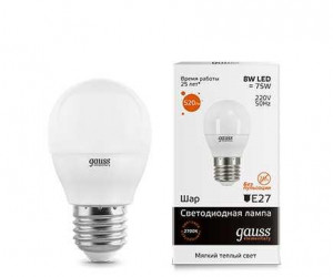 Лампа Gauss LED Elementary Globe 8W E27 3000K 1/10/100