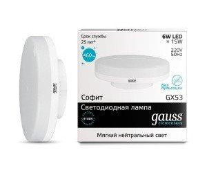 Лампа Gauss LED Elementary GX53 6W 4100K 1/10/100
