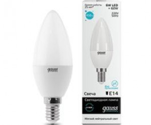 Лампа Gauss LED Elementary Candle 6W E14 4100K 1/10/100