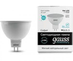 Лампа Gauss LED Elementary MR16 GU5.3 9W 4100K 1/10/100