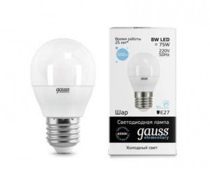 Лампа Gauss LED Elementary Globe 8W E27 6500K 1/10/100