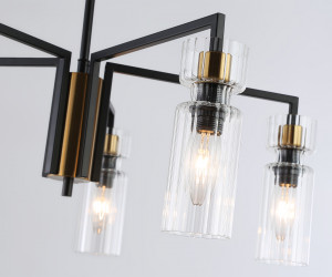 LH56113/5 BK/BS/CL черный/латунь/прозрачный E14*5 max 40W D605*350