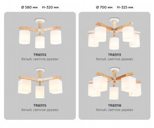 TR83118/5 WH/LW белый/светлое дерево E27/5 max 40W D700*325