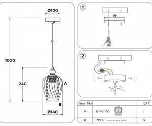 TR3608 CH/CL хром/прозрачный E27 max 40W D140*1000
