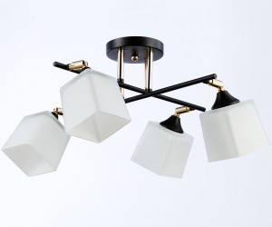 TR303084/4 BK/FGD/FR черный/золото/белый матовый E27/4 max 40W 580*580*250