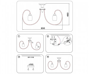 TR3120/6 WH/GD белый/золото E27 max 40W D850*480