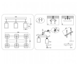 TR3033247/6 WH/WD белый/дерево E27/6 max 60W 580*340*245