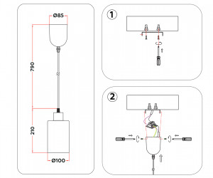 TR3695 BK/SM черный/дымчатый E27 max 40W D100*1000