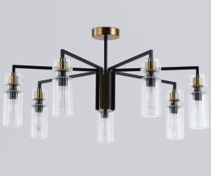 LH56115/7 BK/BS/CL черный/латунь/прозрачный E14*7 max 40W D705*350