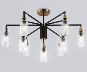 LH56117/9 BK/BS/CL черный/латунь/прозрачный E14*9 max 40W D765*440