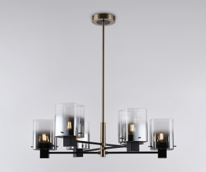 LH57041/6 BK/DBS/SM черный/темная латунь/дымчатый E14/6 max 40W D690*690