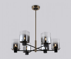 LH57041/6 BK/DBS/SM черный/темная латунь/дымчатый E14/6 max 40W D690*690