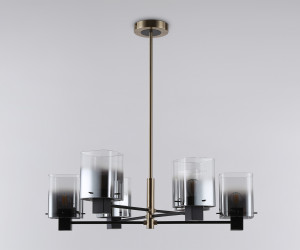 LH57041/6 BK/DBS/SM черный/темная латунь/дымчатый E14/6 max 40W D690*690