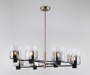 LH57043/8 BK/DBS/SM черный/темная латунь/дымчатый E14/8 max 40W D830*710