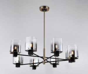 LH57043/8 BK/DBS/SM черный/темная латунь/дымчатый E14/8 max 40W D830*710