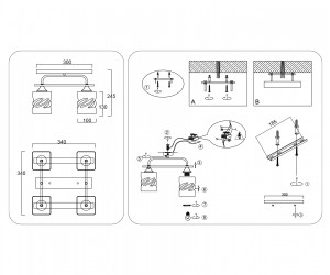TR3033249/4 BK/WD черный/дерево E27/4 max 60W 340*340*245
