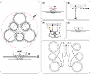 FA4092/3+3 BK черный 100W 3000K+6400K/4200K/6400K+3000K 620*570*120 (ПДУ ИК)