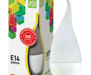 Лампа светодиодная LED-СВЕЧА НА ВЕТРУ-standard 10Вт 230В Е14 3000К 900Лм ASD*