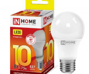 Лампа светодиодная LED-A60-VC 10Вт 230В Е27 3000К 900Лм IN HOME