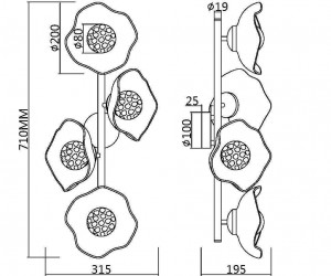 Настенный светильник (бра) Maytoni MOD207WL-04BS