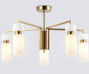 LH56124/5 BS/FR латунь/белый матовый E14*5 max 40W D605*350