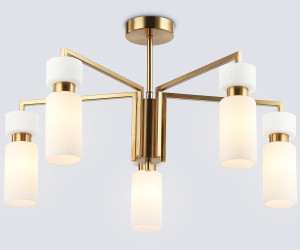 LH56124/5 BS/FR латунь/белый матовый E14*5 max 40W D605*350