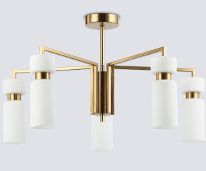 LH56124/5 BS/FR латунь/белый матовый E14*5 max 40W D605*350