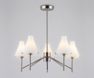 LH57123/5 SN/FR никель/белый матовый E14/5 max 40W D650*590