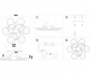 FA1704/6+3 WH/CH белый/хром 255W 3000K-6400K 610*610*130 (ПДУ РАДИО 2.4G)