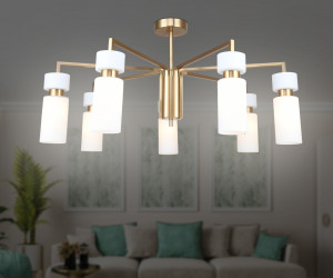 LH56126/7 BS/FR латунь/белый матовый E14*7 max 40W D705*350