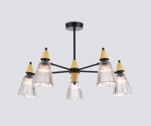 LH58114/5 BK/LW/SM черный/светлое дерево/дымчатый E14*5 max 40W D660*390