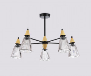 LH58114/5 BK/LW/SM черный/светлое дерево/дымчатый E14*5 max 40W D660*390