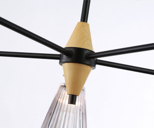 LH58114/5 BK/LW/SM черный/светлое дерево/дымчатый E14*5 max 40W D660*390