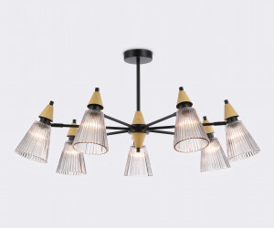 LH58116/7 BK/LW/SM черный/светлое дерево/дымчатый E14*7 max 40W D750*390