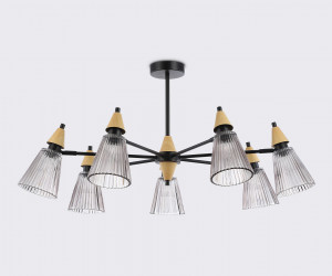 LH58116/7 BK/LW/SM черный/светлое дерево/дымчатый E14*7 max 40W D750*390