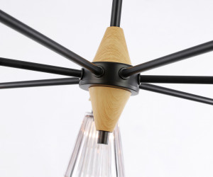 LH58116/7 BK/LW/SM черный/светлое дерево/дымчатый E14*7 max 40W D750*390