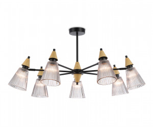 LH58116/7 BK/LW/SM черный/светлое дерево/дымчатый E14*7 max 40W D750*390