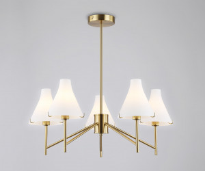 LH57133/5 BS/FR латунь/белый матовый E14/5 max 40W D650*590