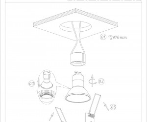 DK2016-BK Встраиваемый светильник, IP 20, 50 Вт, GU10, черный, алюминий