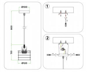 TR8068 BK черный E27 max 40W D120*950