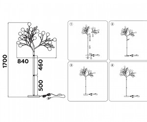 TR3030/27 BK/SM черный/дымчатый G4/27 max 20W D840*1700