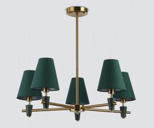 LH75051/5 BS/GN латунь/зеленый E14*5 max 40W D700*580