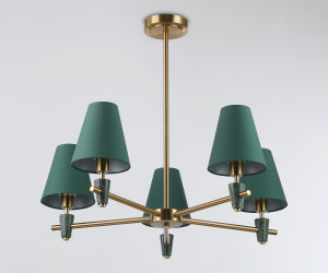 LH75051/5 BS/GN латунь/зеленый E14*5 max 40W D700*580