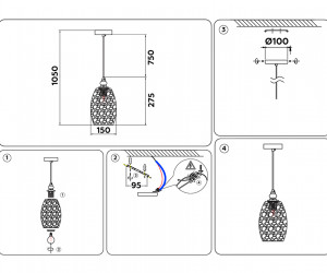 TR3621 CH/FR хром/матовый E27 max 40W D150*1050
