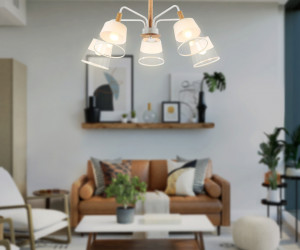 TR4738/5 WH/LW белый/светлое дерево E27/5 max 40W D760*350