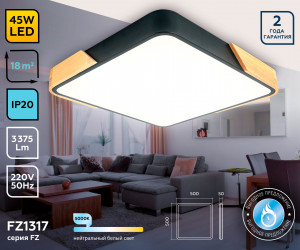 FZ1317 BK/LW черный/светлое дерево 45W 5000K 500*500*50 (без ПДУ)