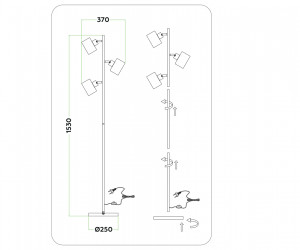 TR8155/3 BK черный E27*3 max 40W D370*1530